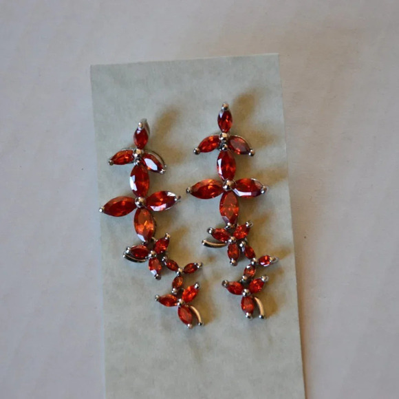 Vtg Orange Flower  drop earrings - Picture 3 of 5